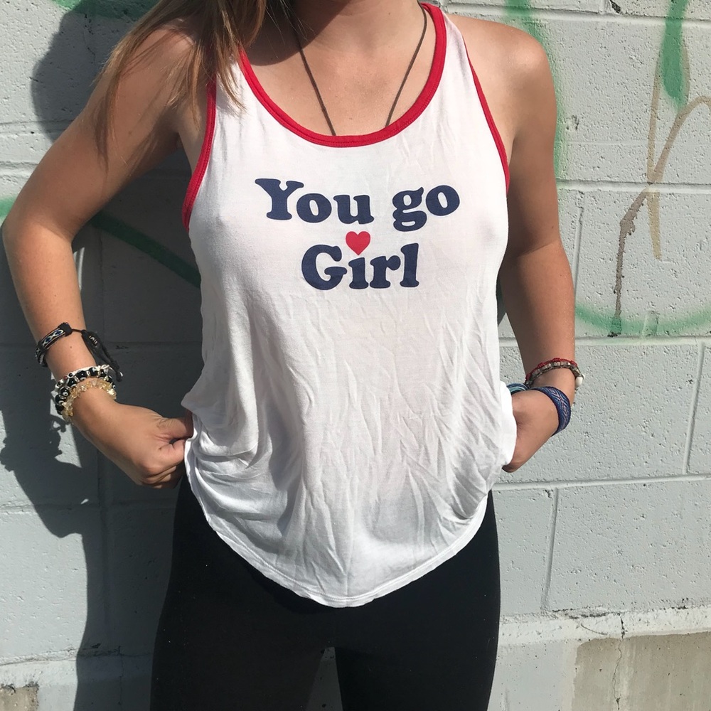 cute white you go girl tank
